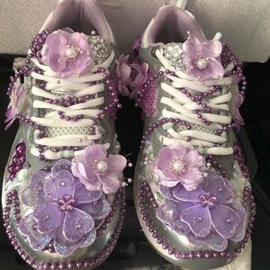 Customized  Avia Sneakers… beading, flowers etc